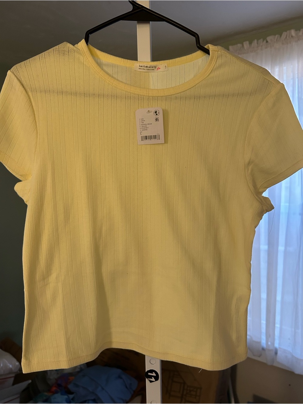 Free People Ribbed Tee in Banana Cream